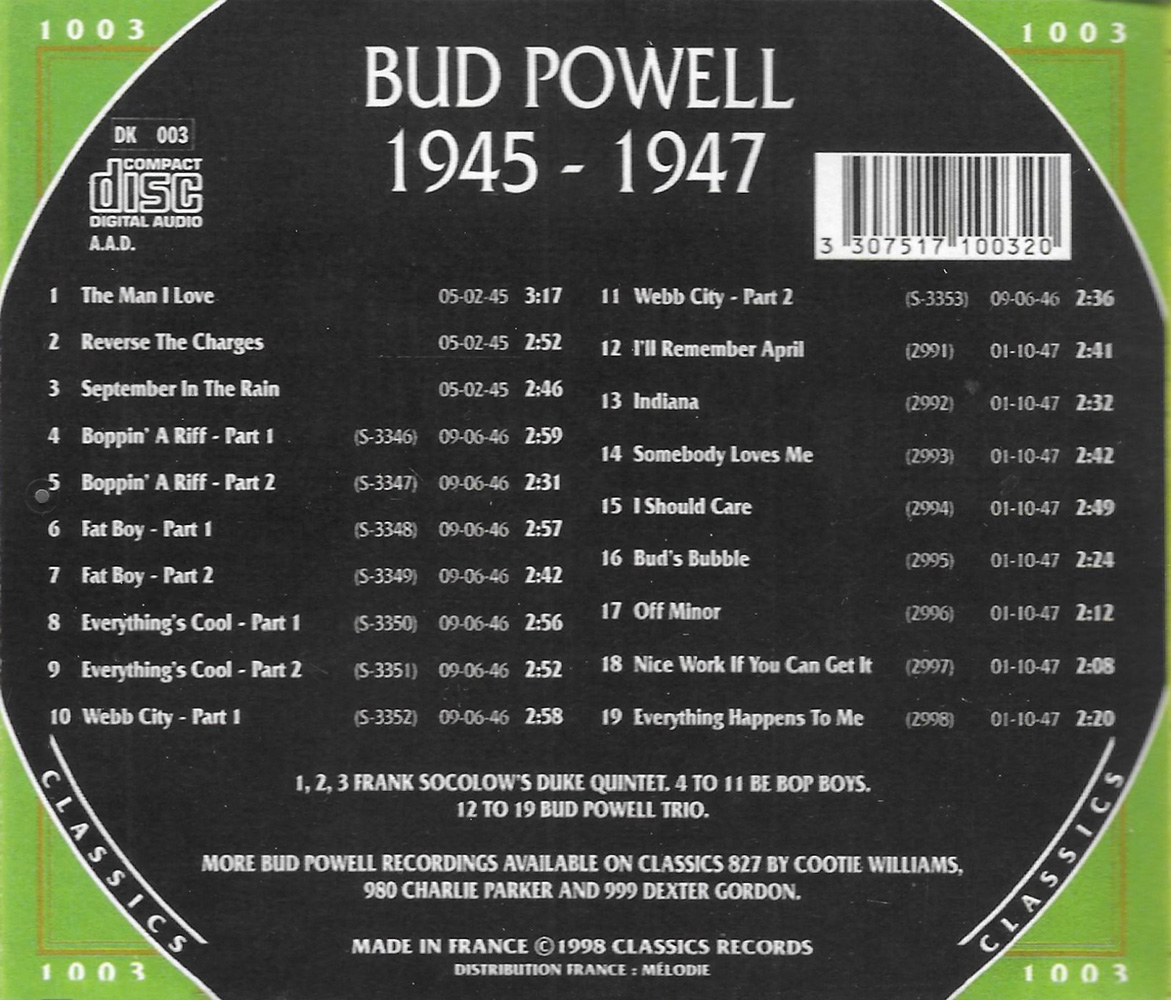 Chronological Bud Powell 1945-1947