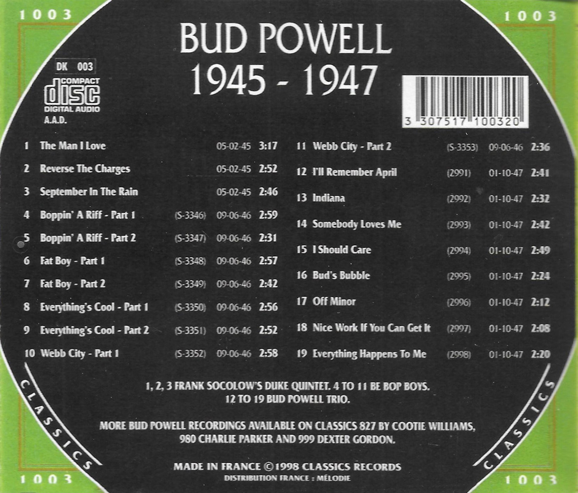 (image for) Chronological Bud Powell 1945-1947