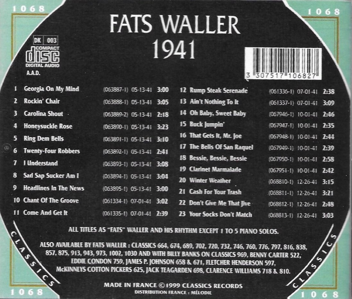 The Chronological Fats Waller-1941