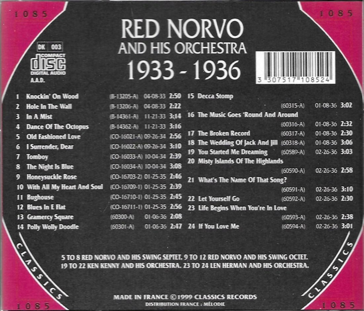 Chronological Red Norvo and His Orchestra 1933-1936 - Click Image to Close
