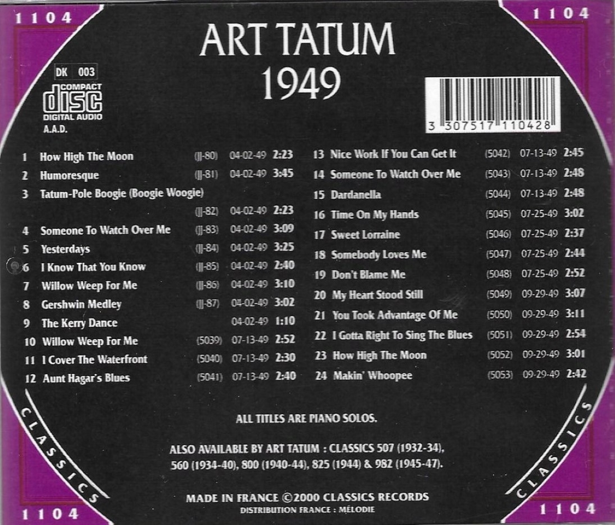 The Chronological Art Tatum: 1949 : Select-O-Hits