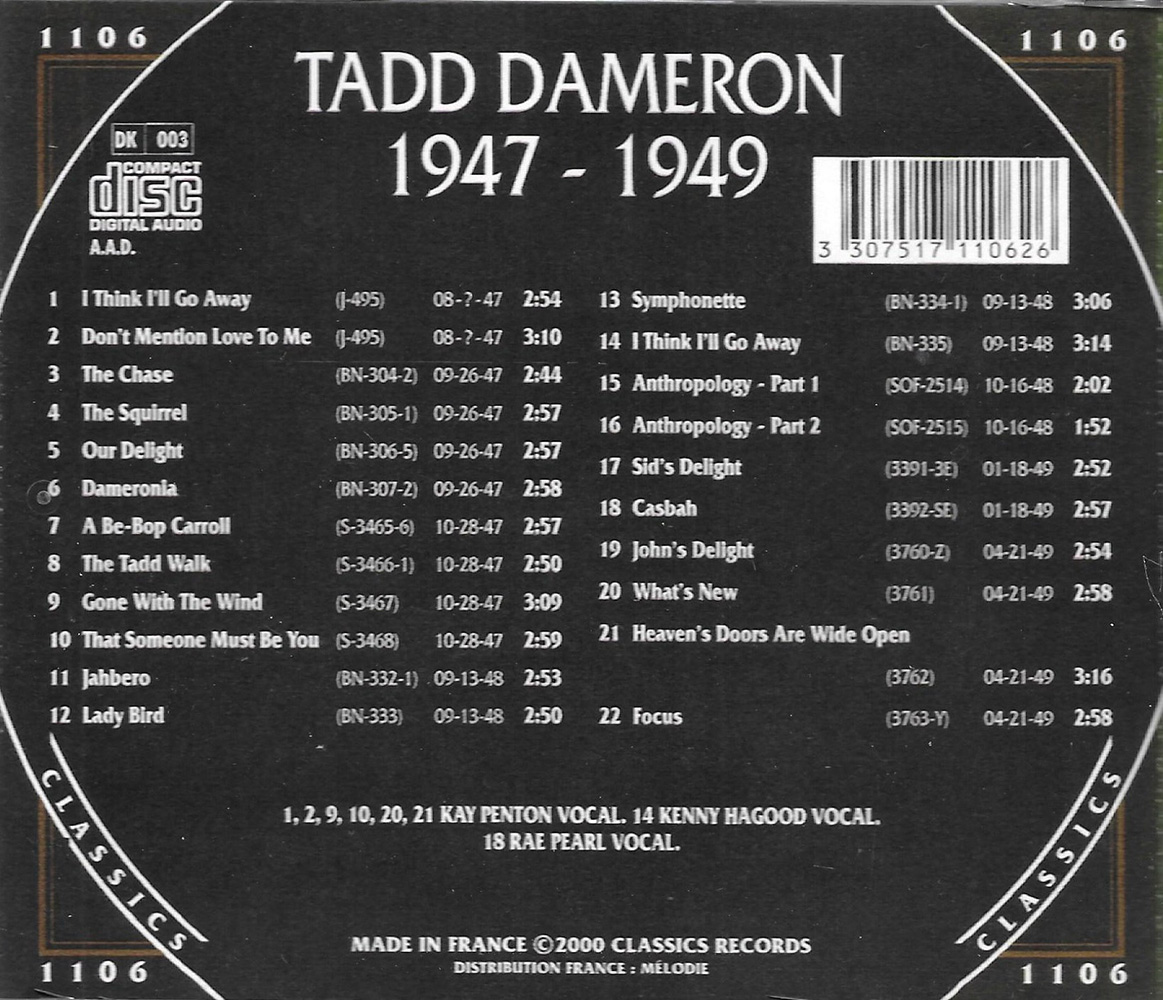 Chronological Tadd Dameron 1947-1949