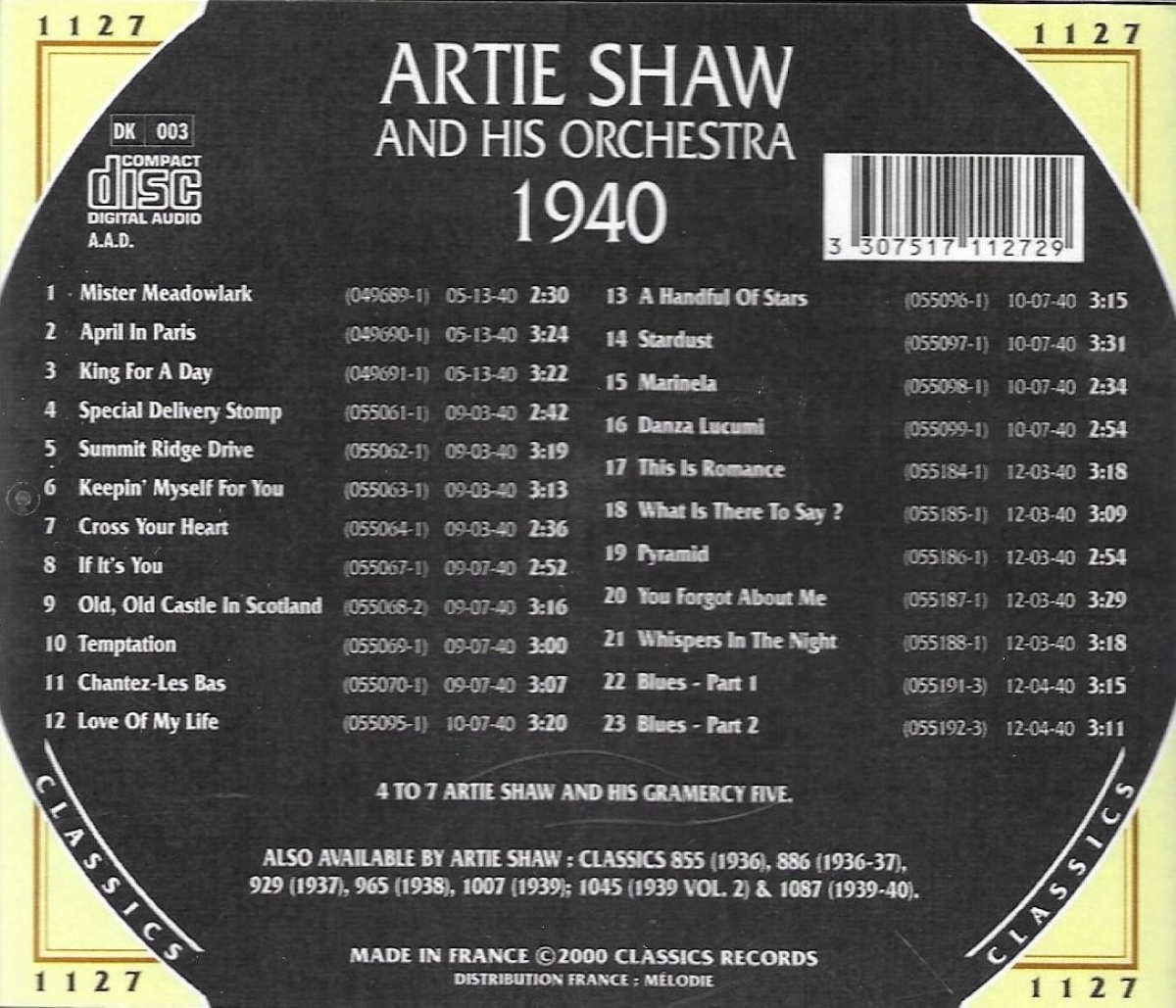 The Chronological Artie Shaw And His Orchestra-1940 - Click Image to Close