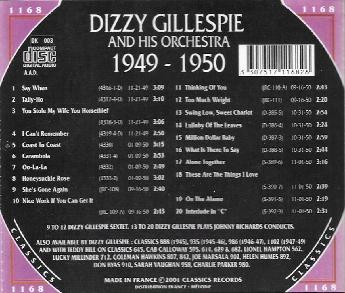 The Chronological Dizzy Gillespie And His Orchestra-1949-1950 - Click Image to Close