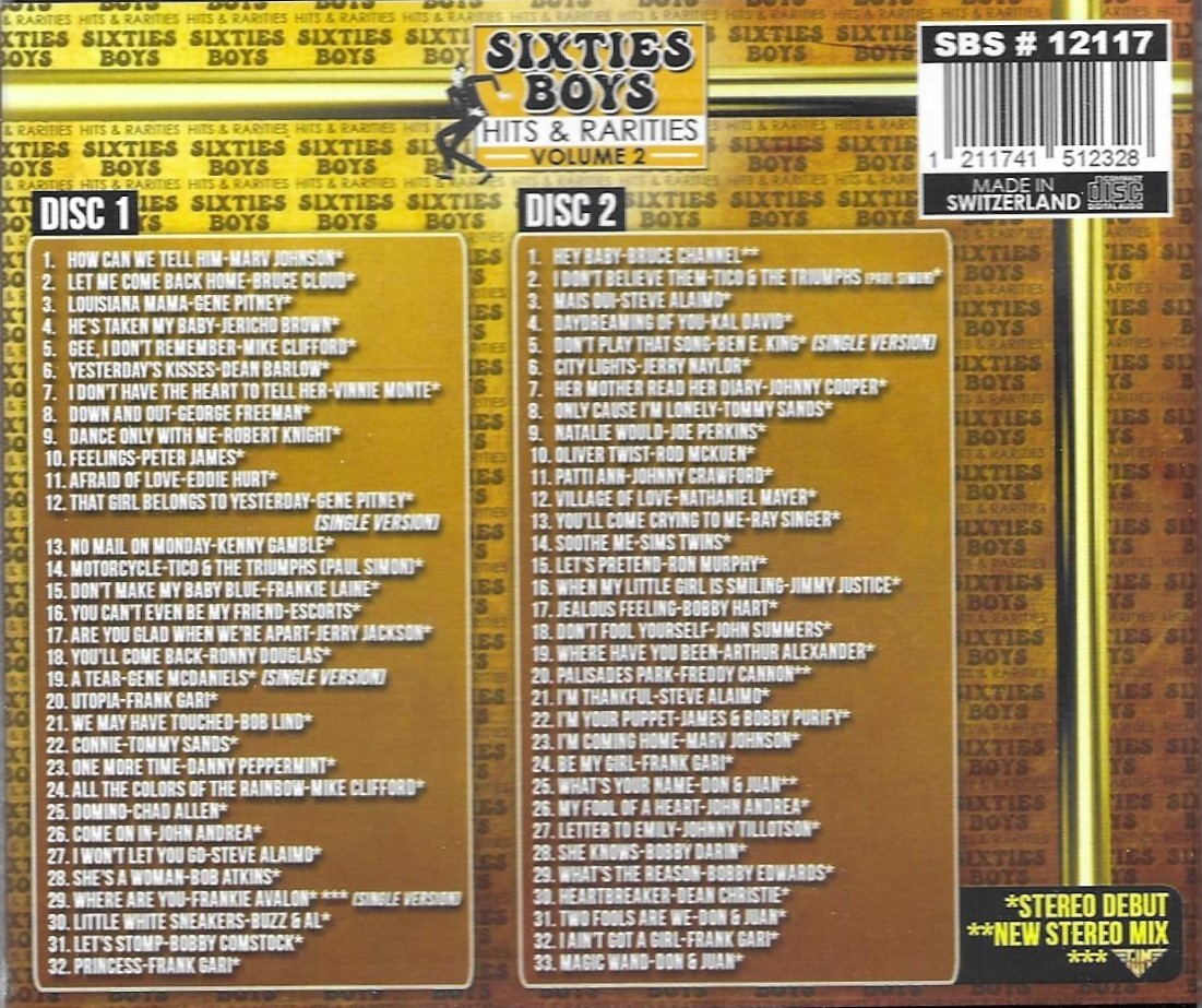 Sixties Boys - Hits & Rarities, Vol. 2 - 65 Cuts-63 Stereo debuts (2 CD) - Click Image to Close