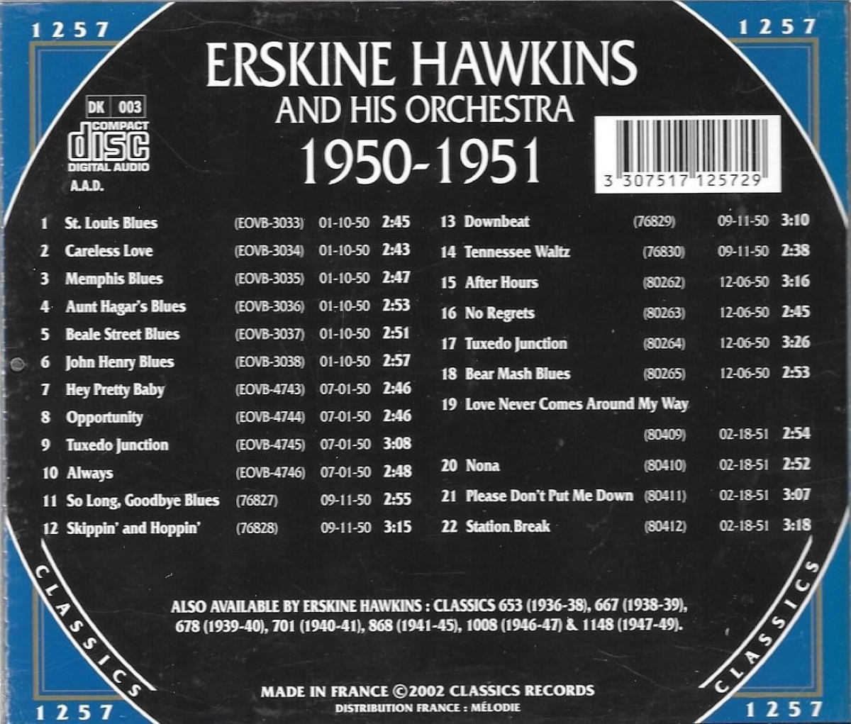 The Chronological Erskine Hawkins and His Orchestra-1950-1951 - Click Image to Close