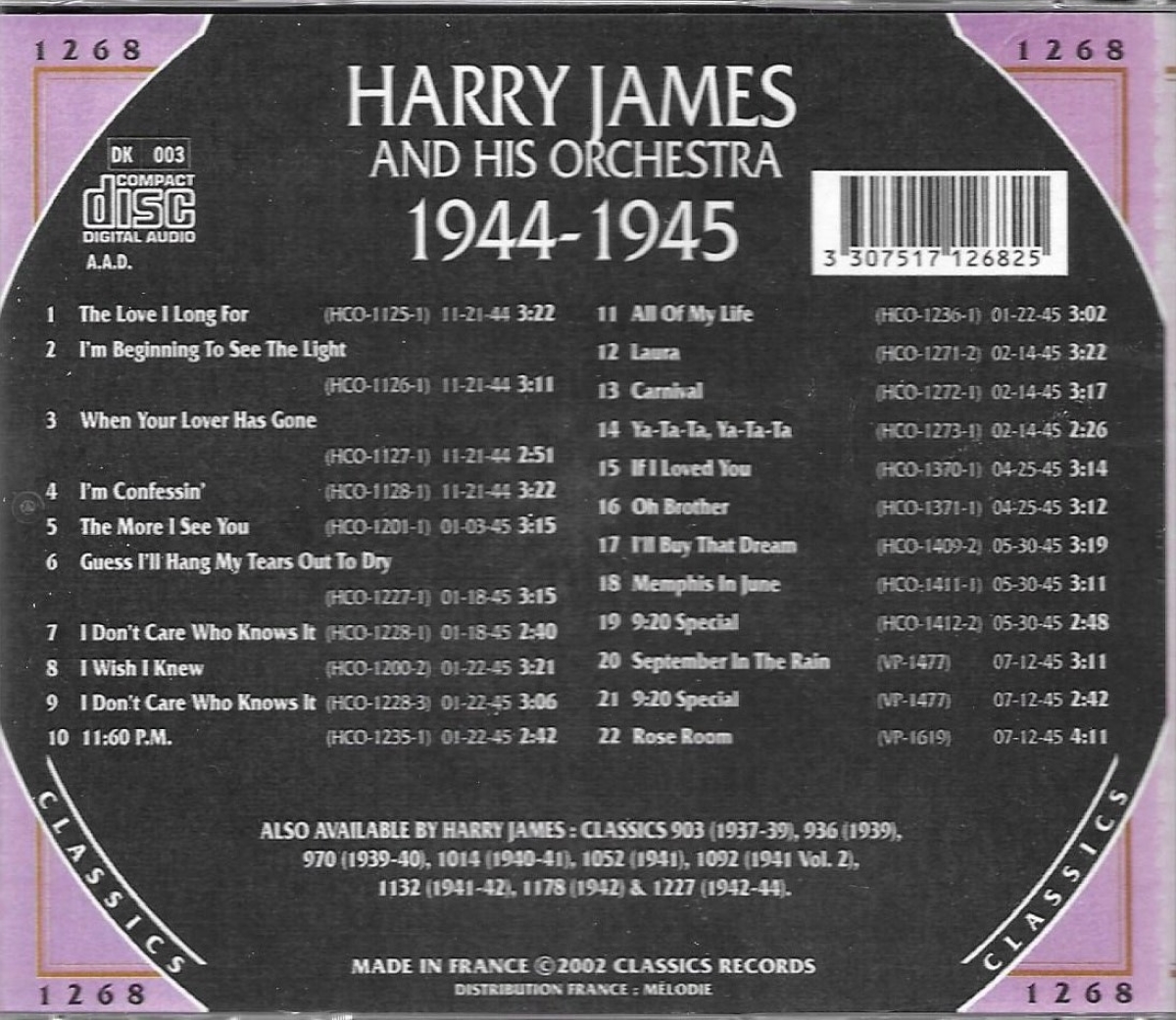The Chronological Harry James And His Orchestra: 1944-1945