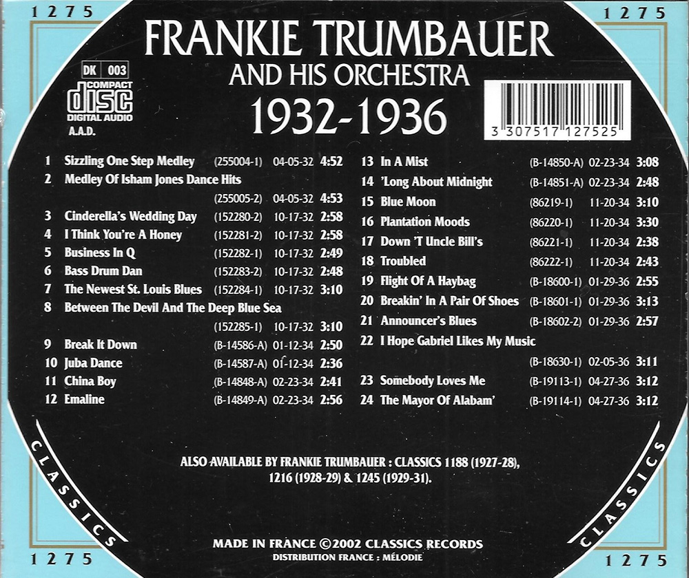 (image for) Chronological Frankie Trumbauer and His Orchestra- 1932-1936