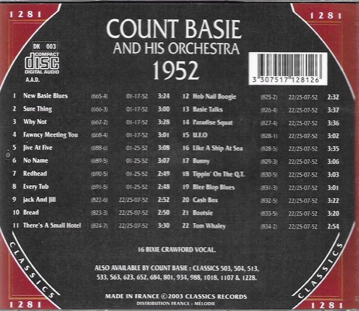 The Chronological Count Basie And His Orchestra: 1952