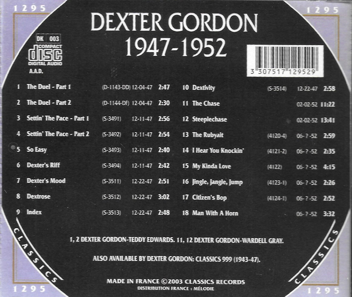 (image for) Chronological Dexter Gordon 1947-1952