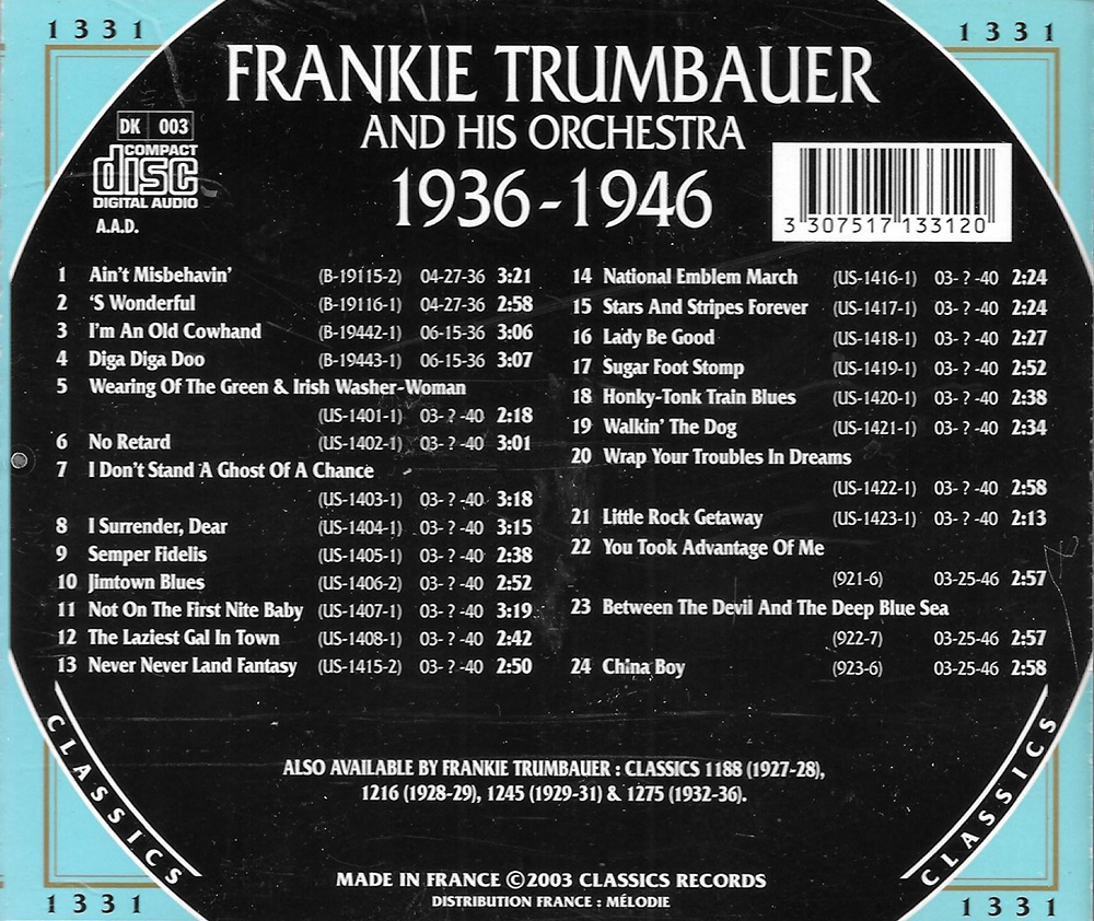 Chronological Frankie Trumbauer and His Orchestra- 1936-1946