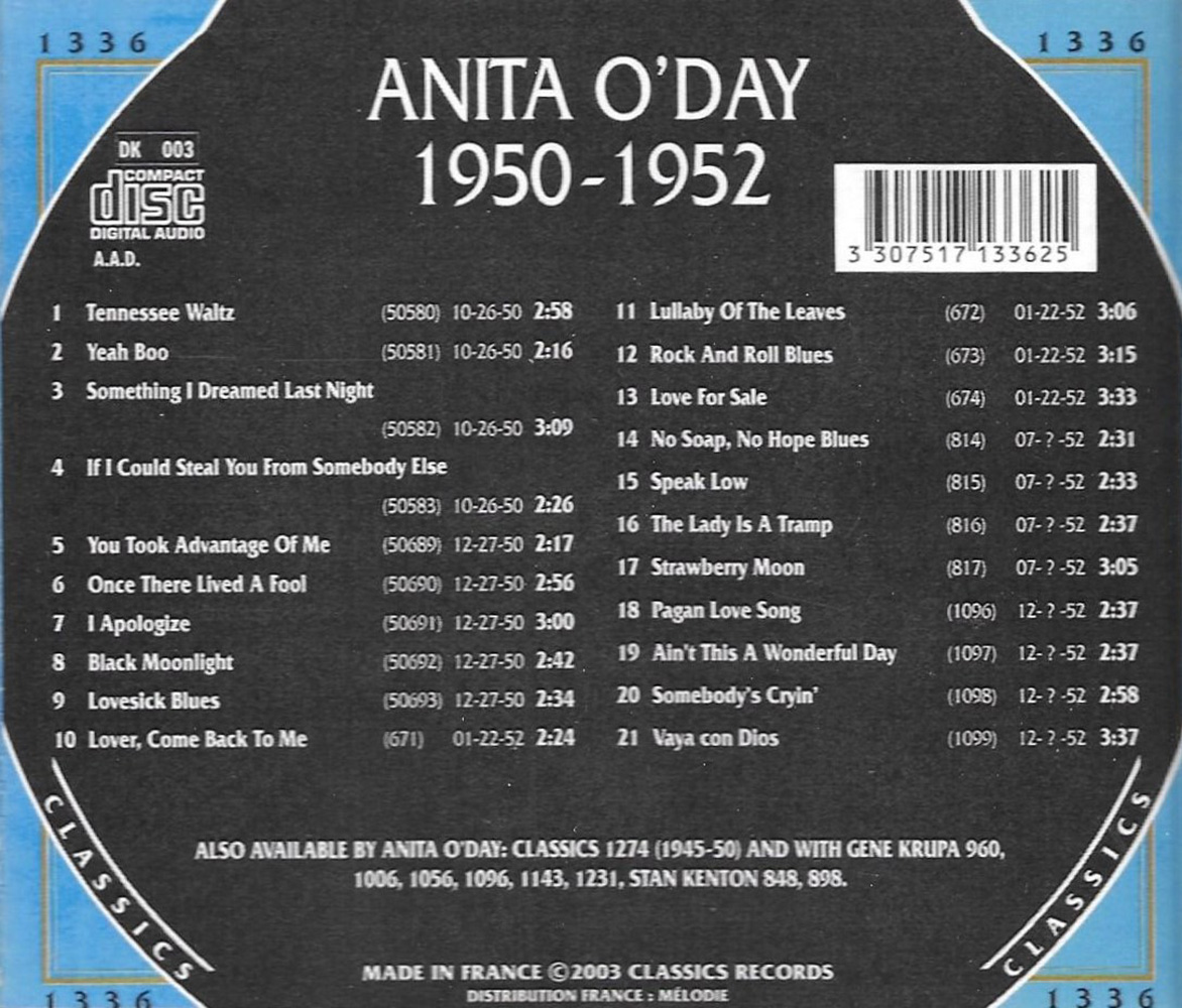 Chronological Anita O'Day 1950-1952
