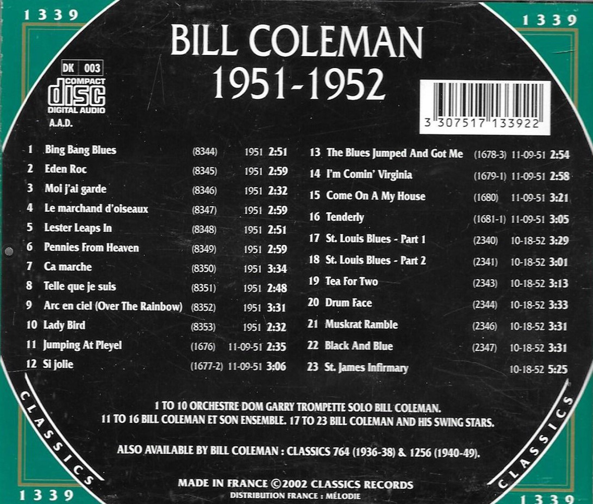 Chronological Bill Coleman - 1951-1952