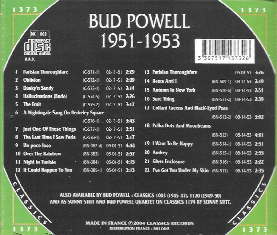 Chronological Bud Powell 1951-1953