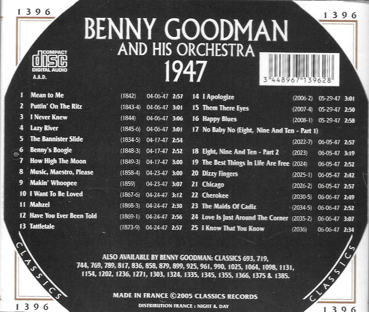 Chronological Benny Goodman and His Orchestra 1947 - Click Image to Close