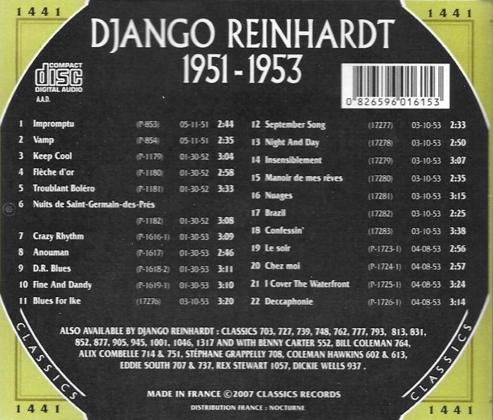 Chronological Django Reinhardt 1951-1953