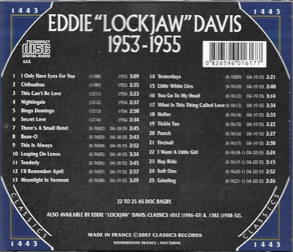 Chronological Eddie 'Lockjaw' Davis 1953-1955