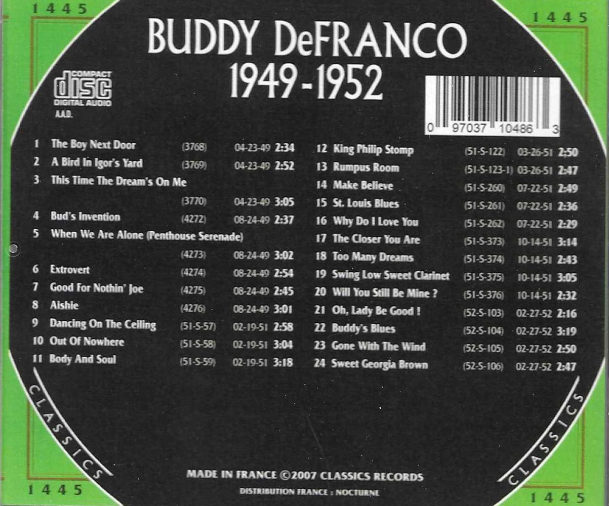 (image for) Chronological Buddy DeFranco 1949-1952