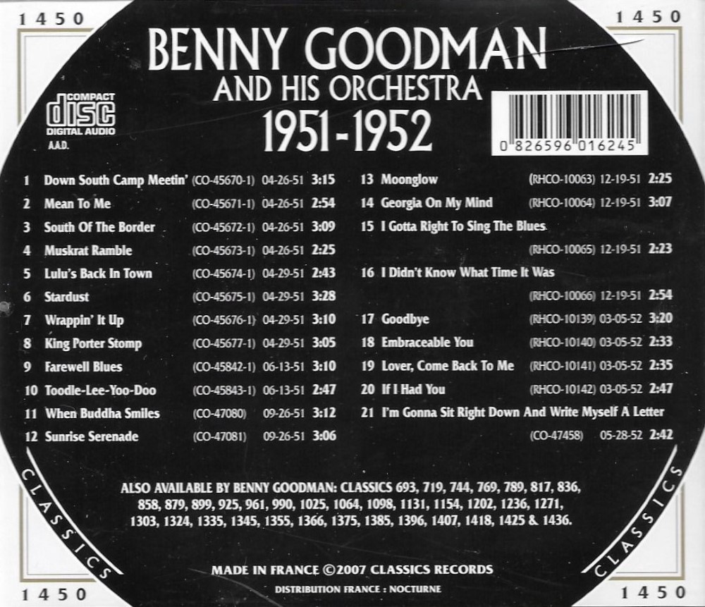 The Chronological Benny Goodman And His Orchestra-1951-1952 - Click Image to Close