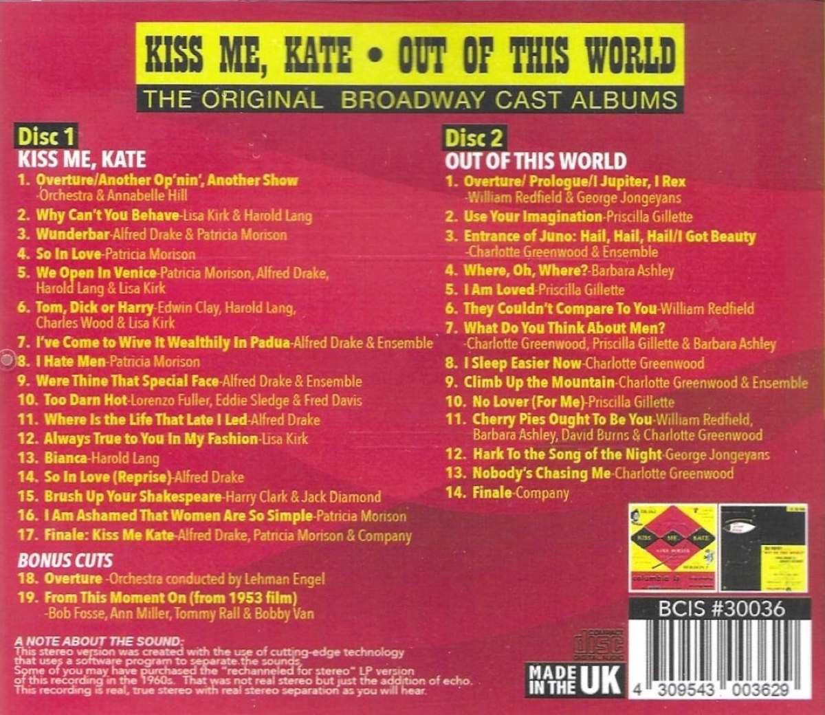The Original Broadway Cast Albums - Kiss Me, Kate & Out Of This World
