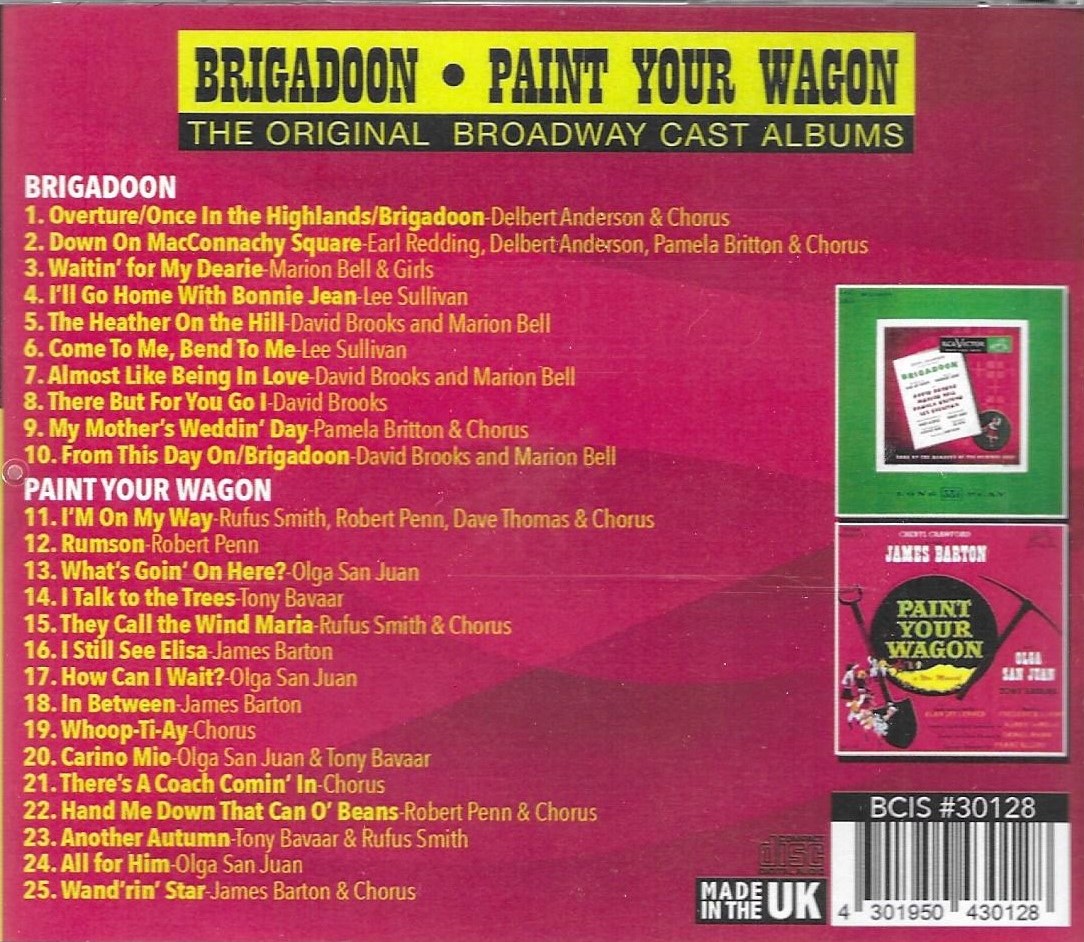 The Original Broadway Cast Albums - Brigadoon & Paint Your Wagon - Click Image to Close