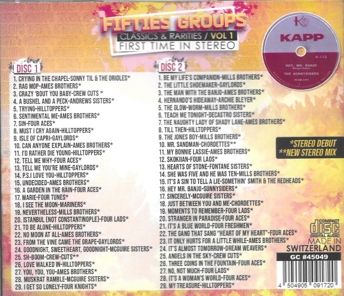 (image for) Fifties Groups-Classics & Rarities, Vol. 1-First Time In Stereo (2 CD)