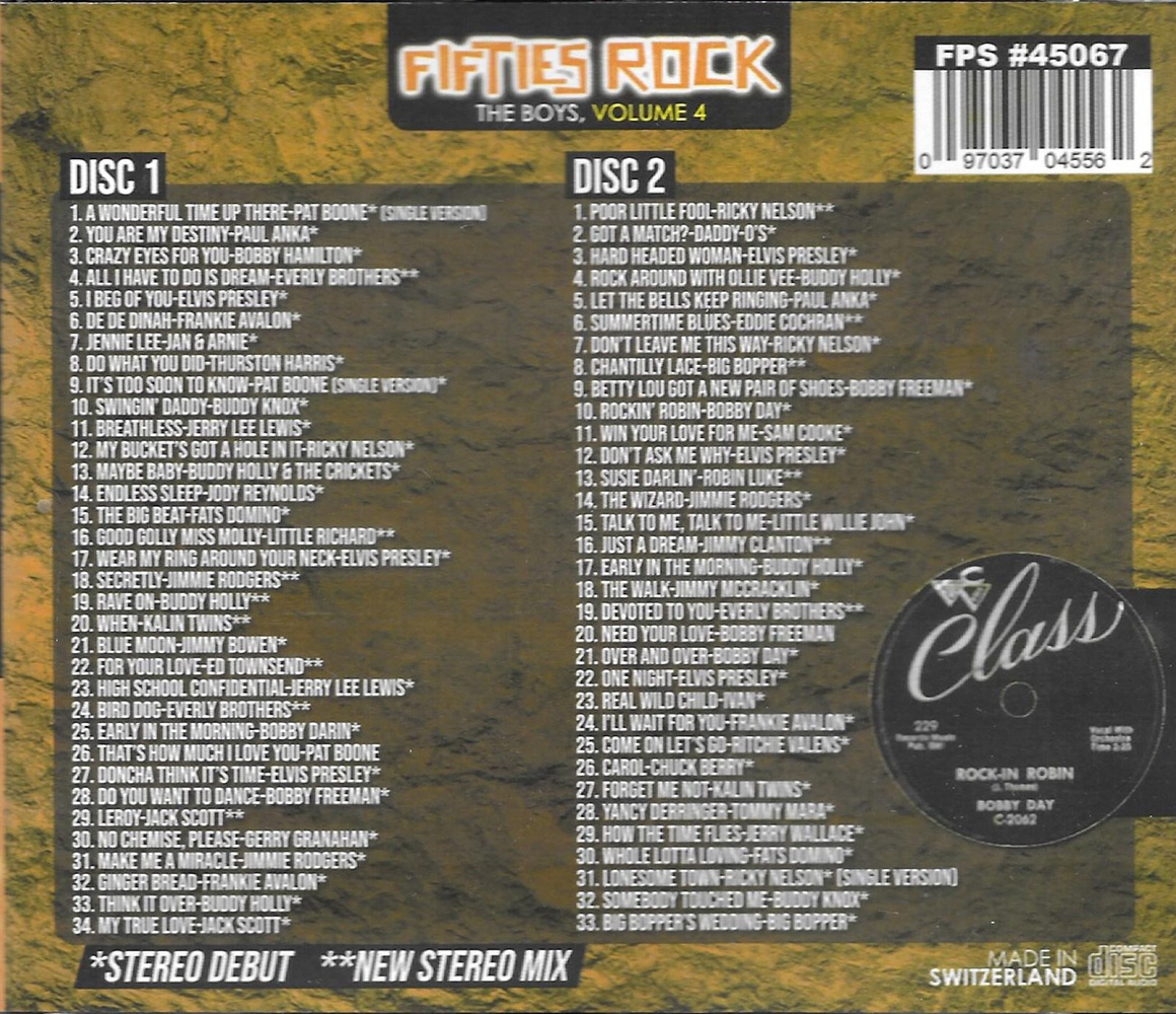 Fifties Rock- The Boys, Vol. 4-67 Cuts-100% First Time Stereo (2 CD)