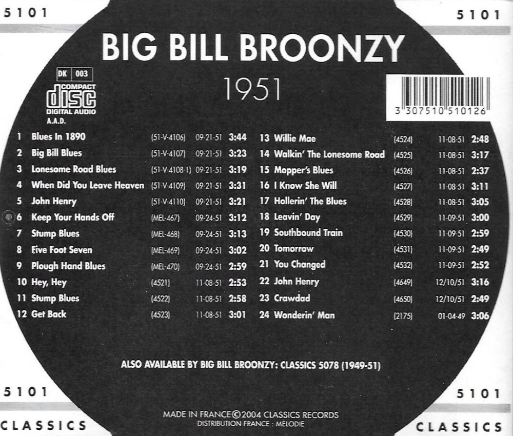 Chronological Big Bill Broonzy 1951