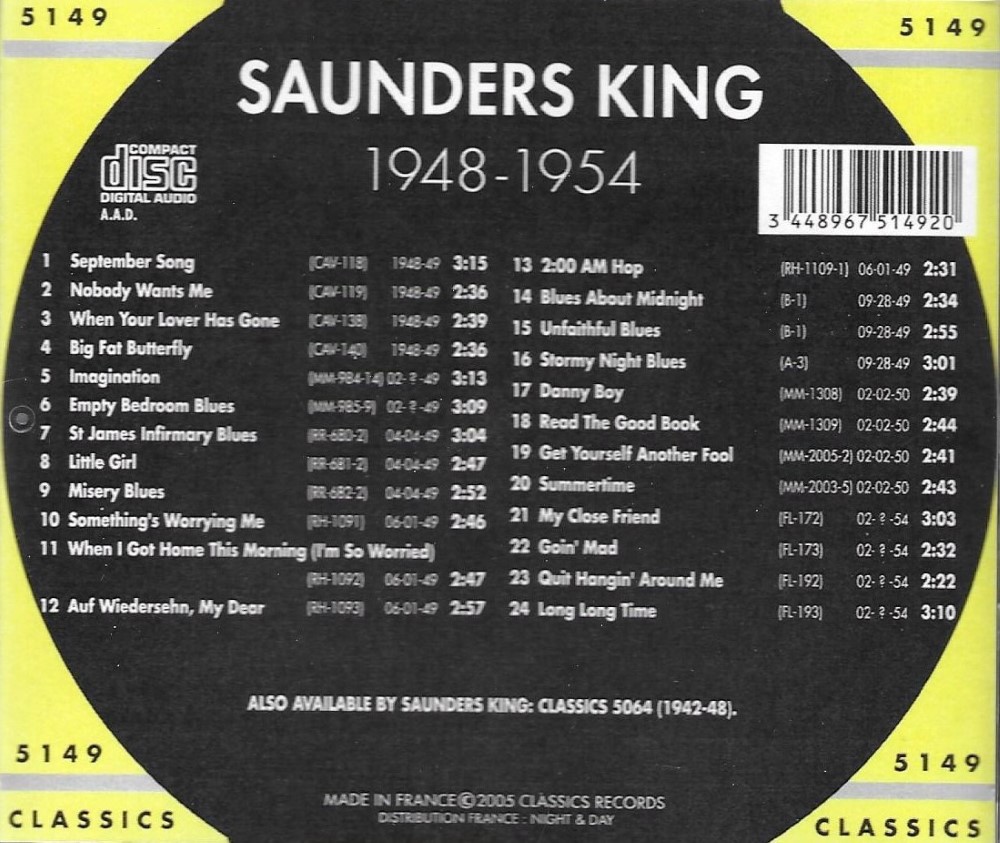 Chronological Saunders King 1948-1954