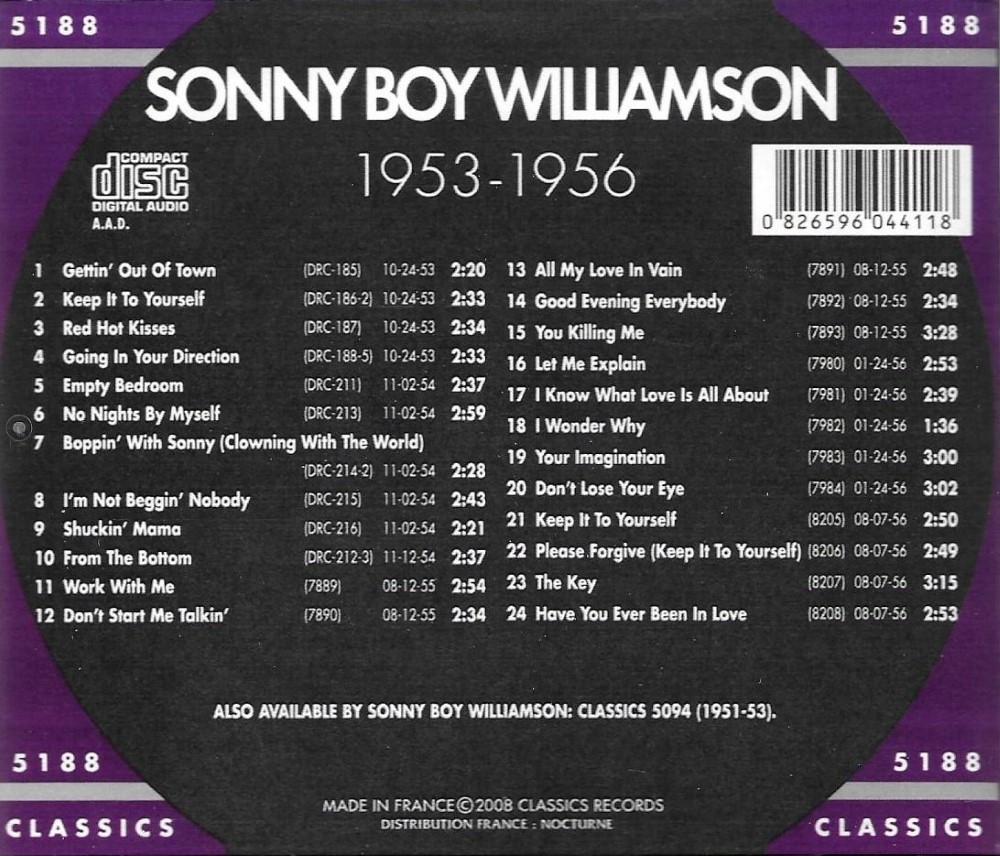 Chronological Sonny Boy Williamson 1953-1956
