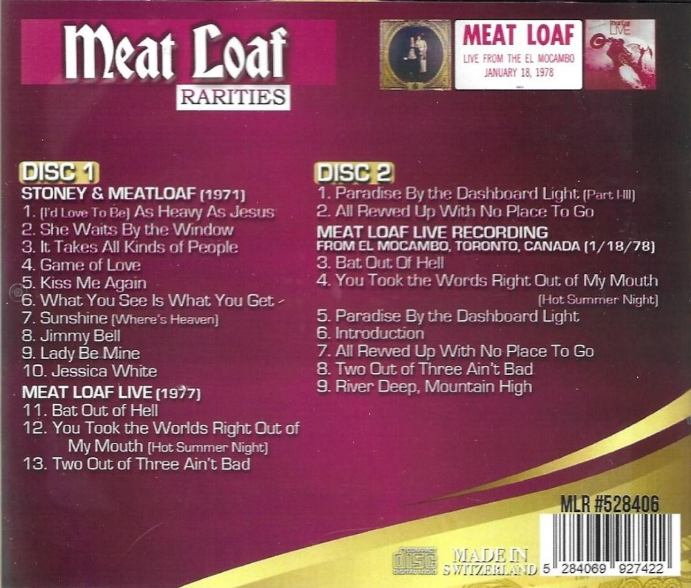 Rarities-3 LPs on 2 CDs - Stoney & Meatloaf-Meat Loaf Live-Meat Loaf Live Recording From El Mocambo, Toronto, Canada (2 CD) - Click Image to Close