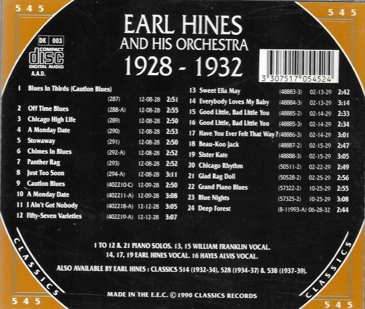 The Chronological Earl Hines and His Orchestra-1928-1932 - Click Image to Close