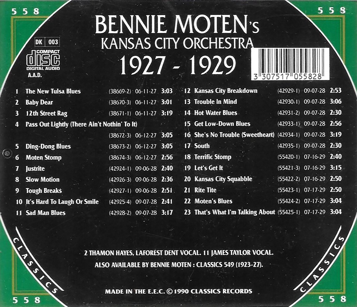 Chronological Bennie Moten's Kansas City Orchestra 1927-1929 - Click Image to Close