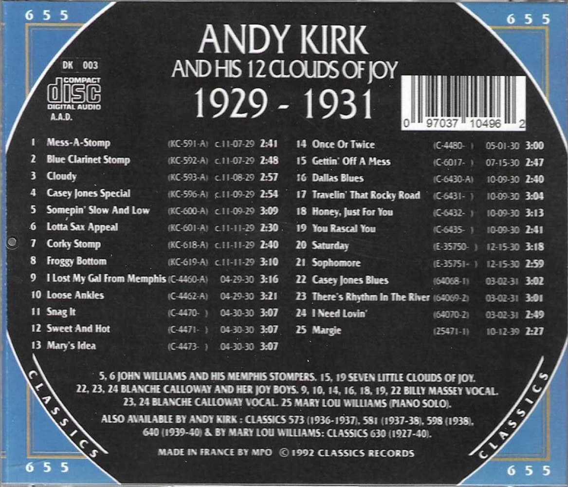 (image for) Chronological Andy Kirk 1929-1931