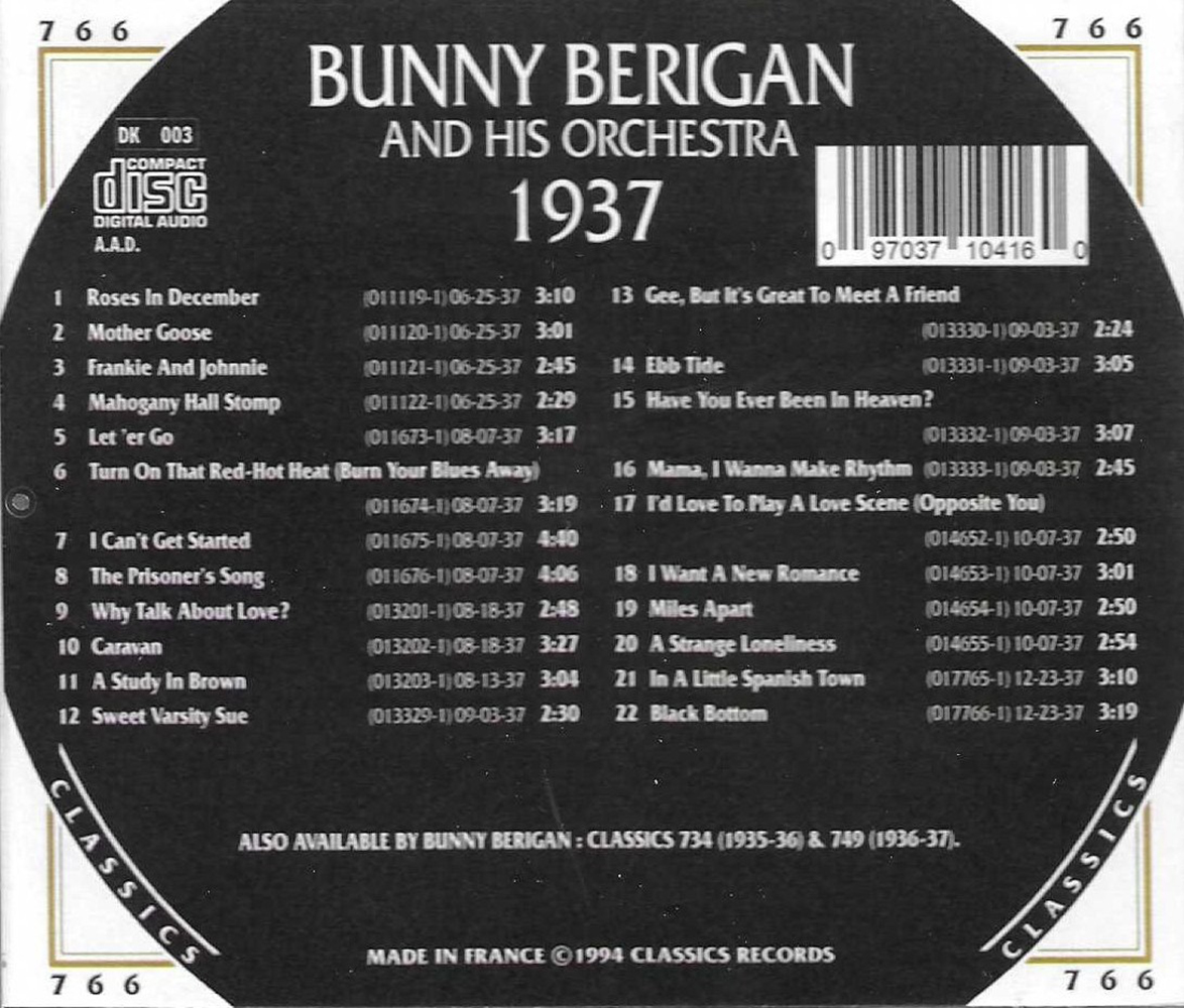 (image for) Chronological Bunny Berigan and His Orchestra 1937