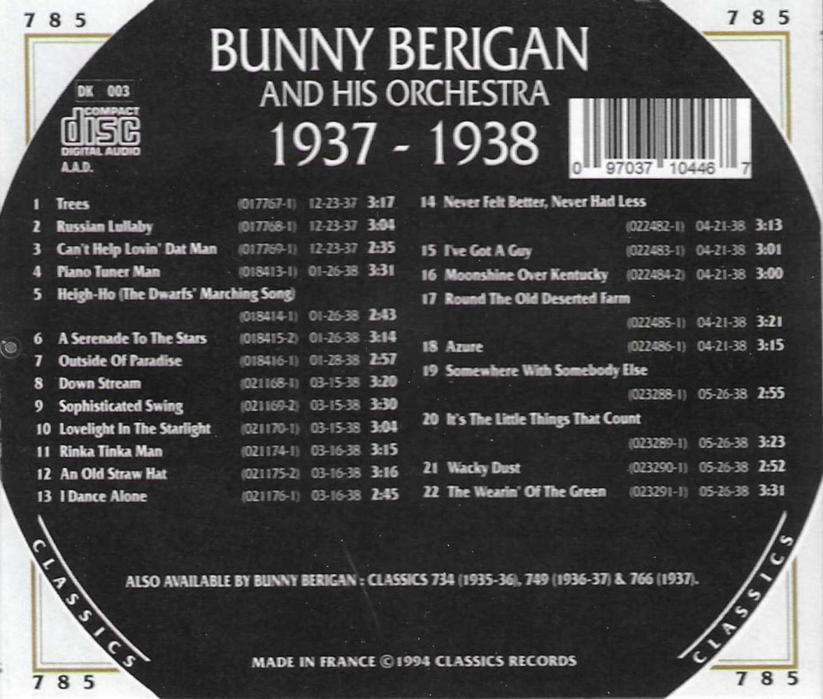 (image for) Chronological Bunny Berigan and His Orchestra 1937-1938