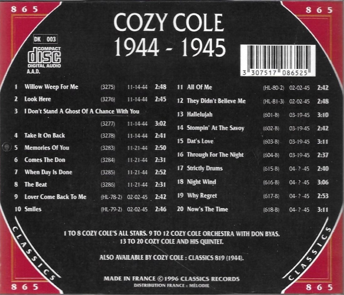The Chronological Cozy Cole-1944-1945 - Click Image to Close