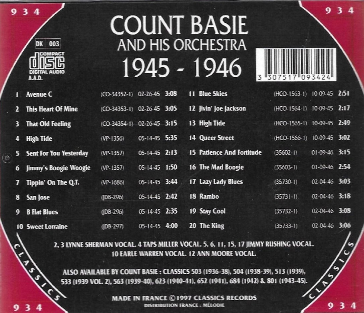 The Chronological Count Basie And His Orchestra-1945-1946 - Click Image to Close