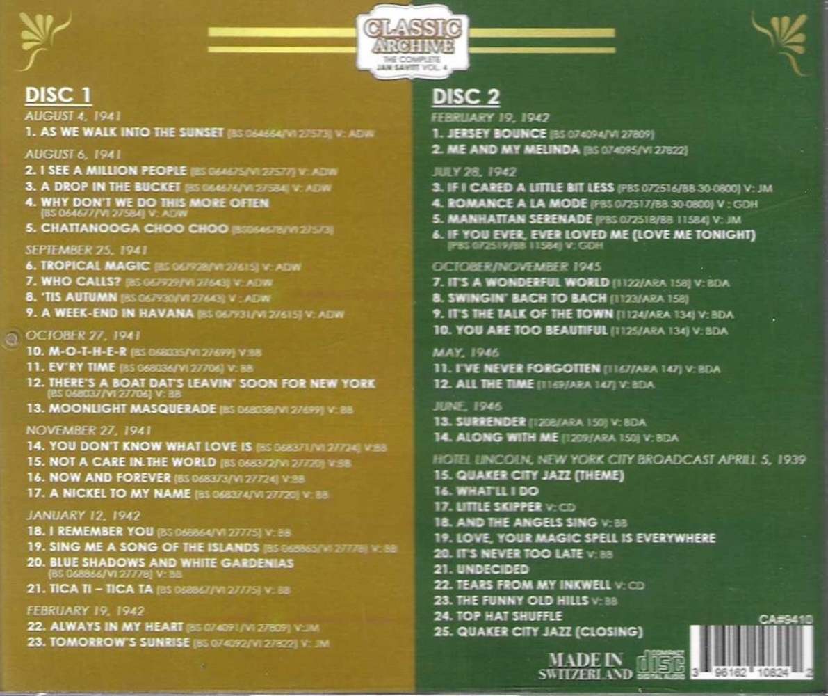 (image for) Complete Jan Savitt, Vol. 4 (2 CD)