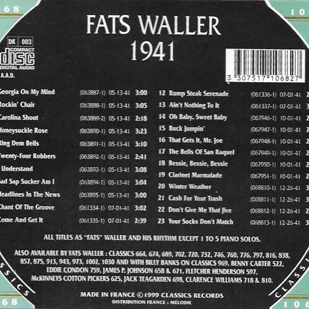 Chronological Fats Waller 1941