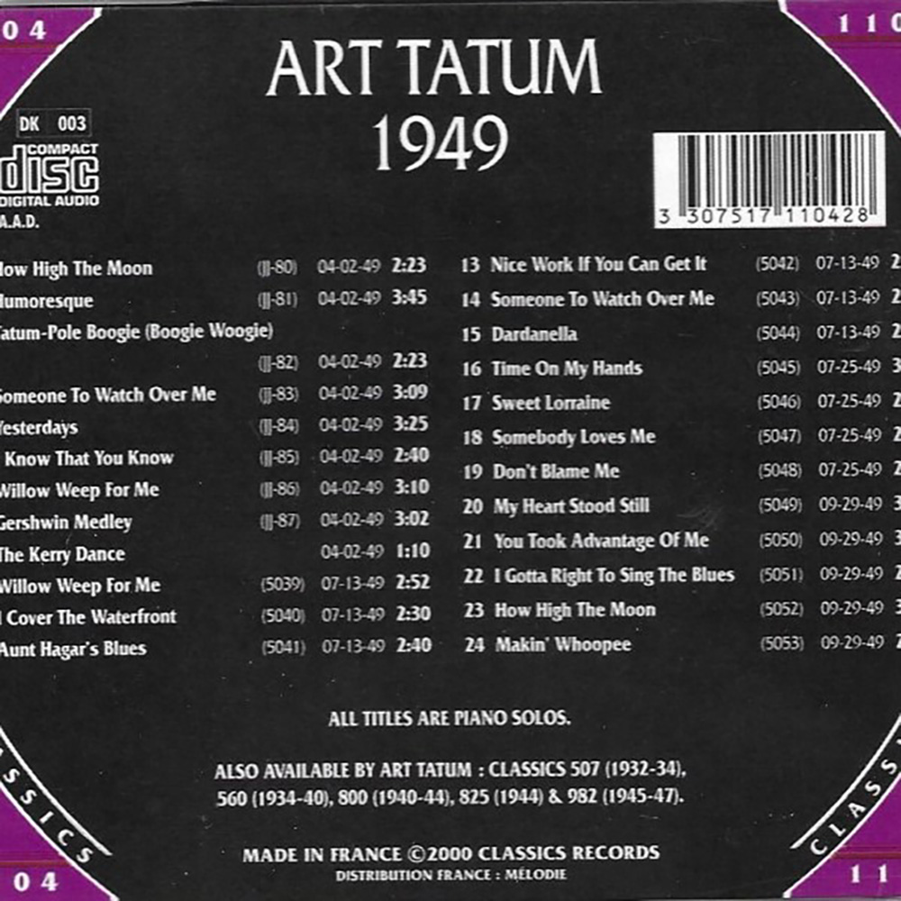Chronological Art Tatum 1949 - Click Image to Close