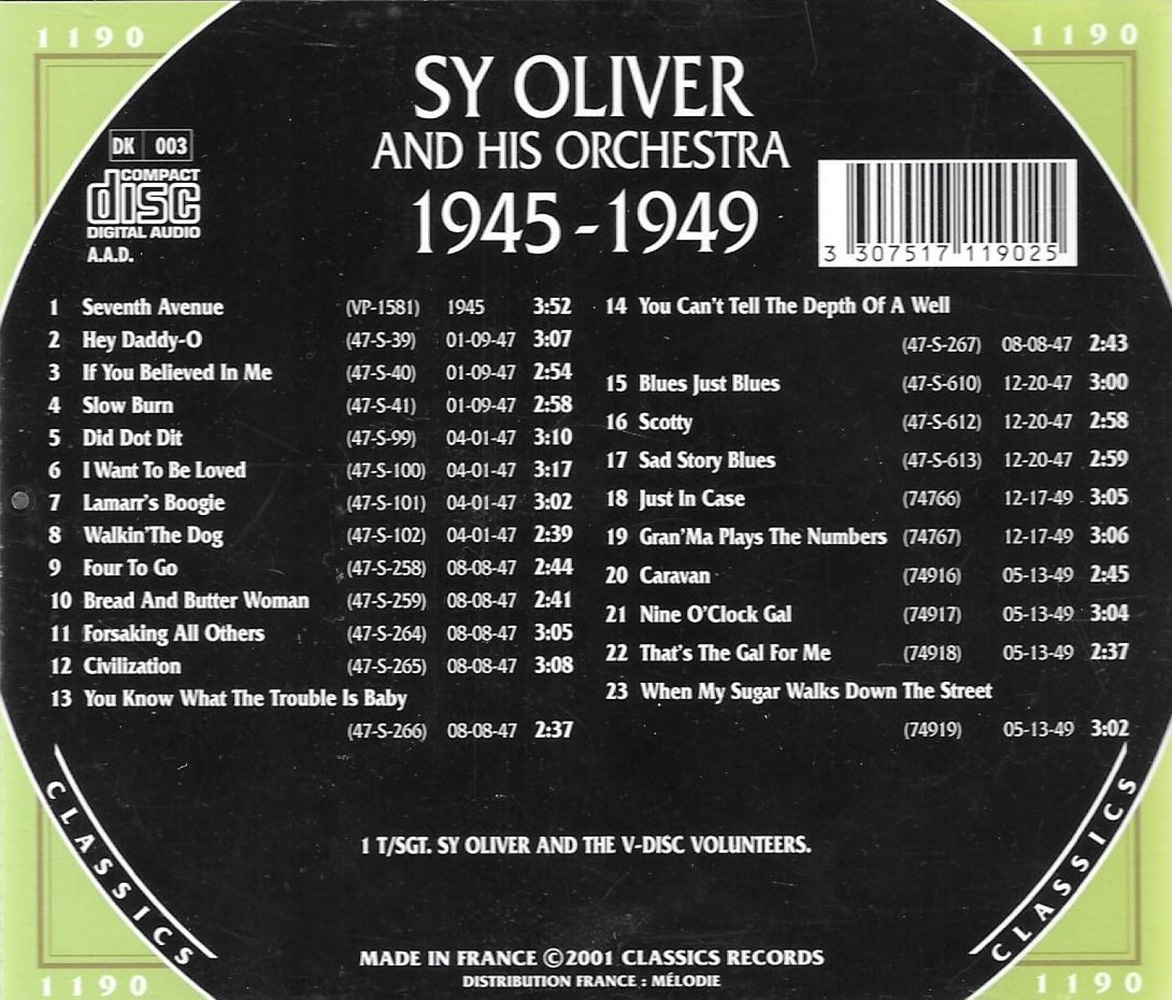 Chronological Sy Oliver And His Orchestra 1945-1949 - Click Image to Close