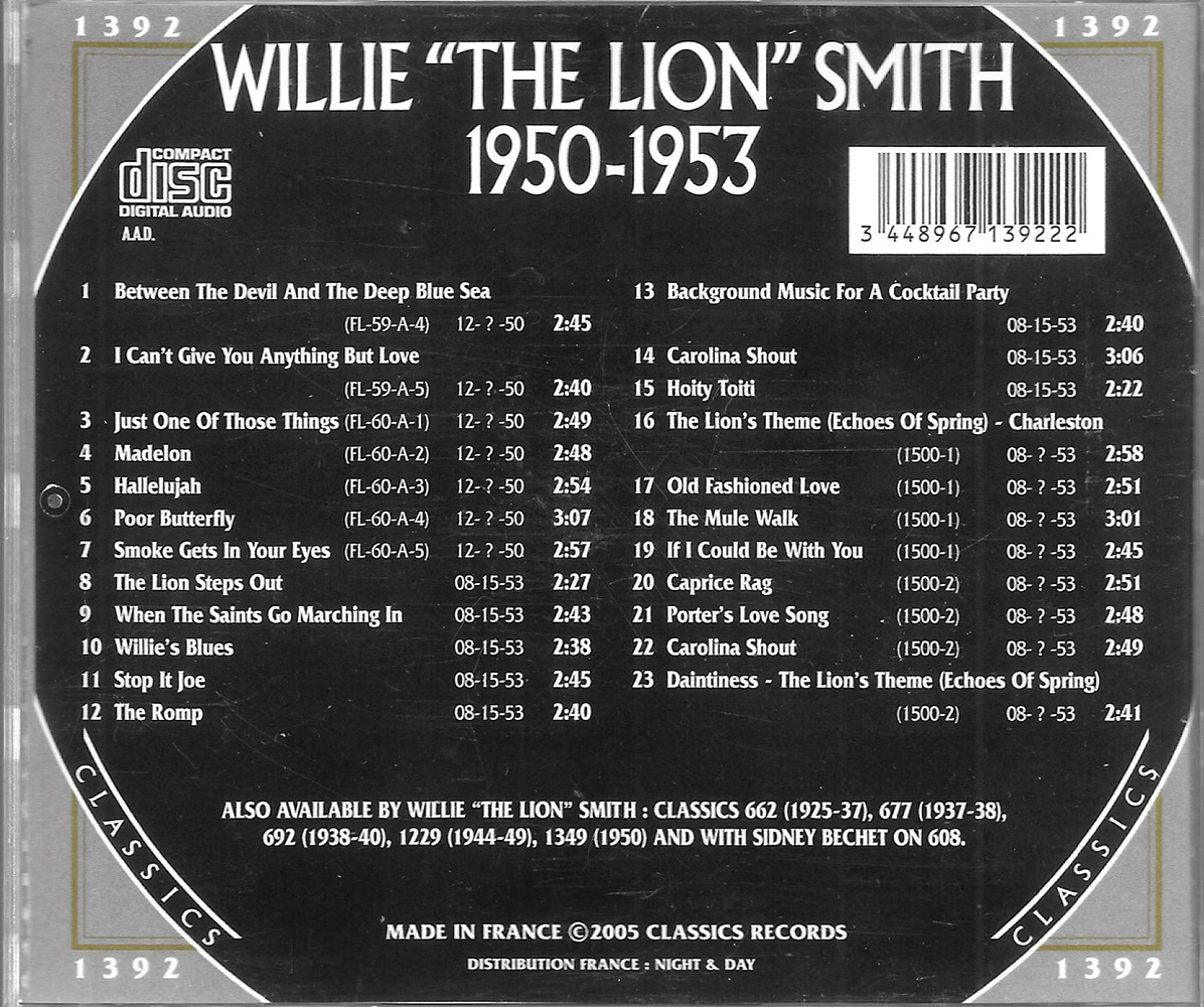 Chronological Willie 'The Lion' Smith 1950-1953