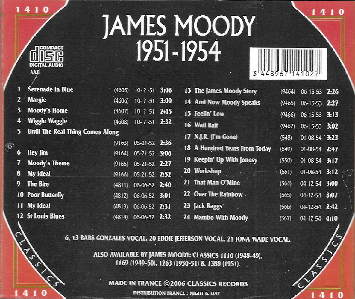 Chronological James Moody 1951-1954 - Click Image to Close