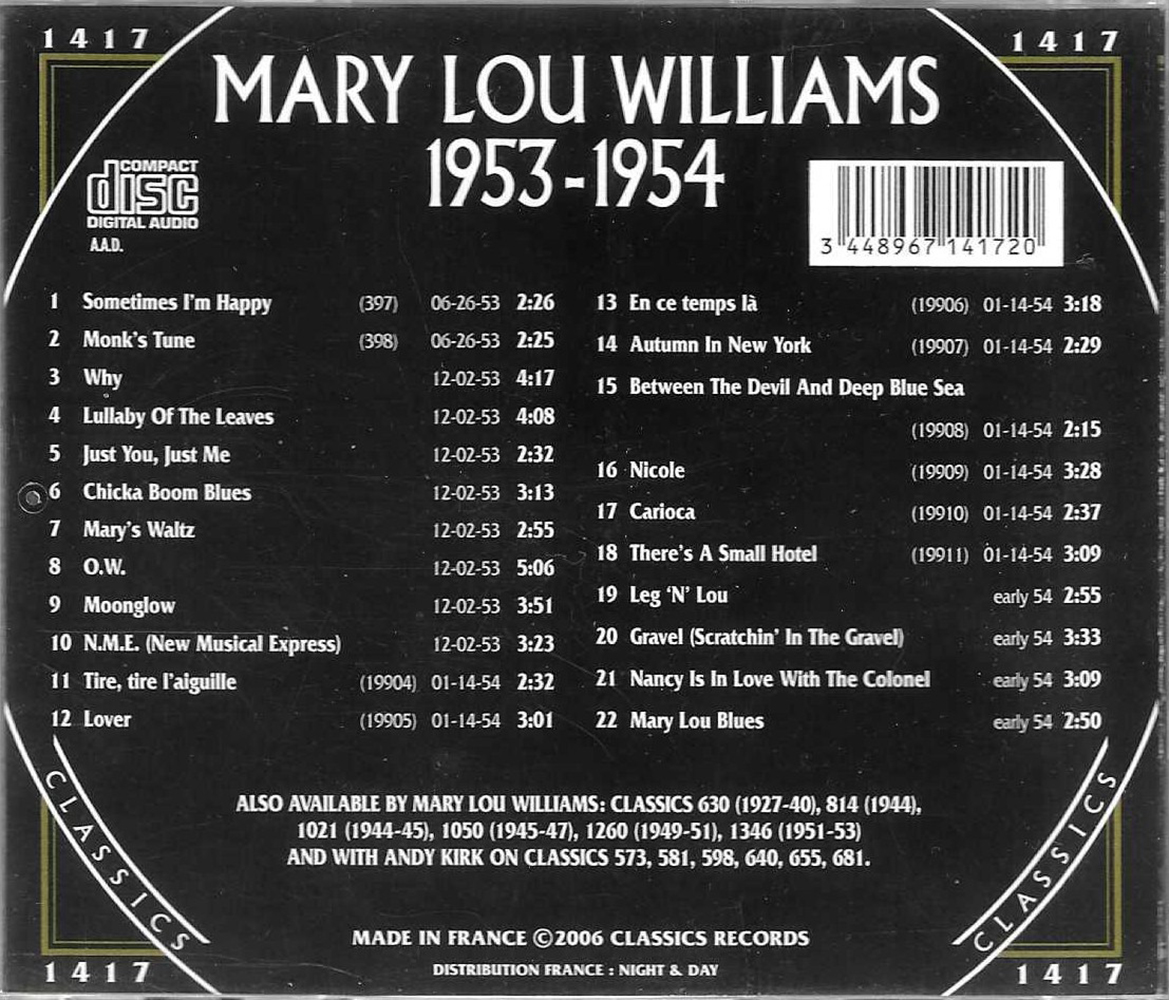 (image for) Chronological Mary Lou Williams 1953-1954