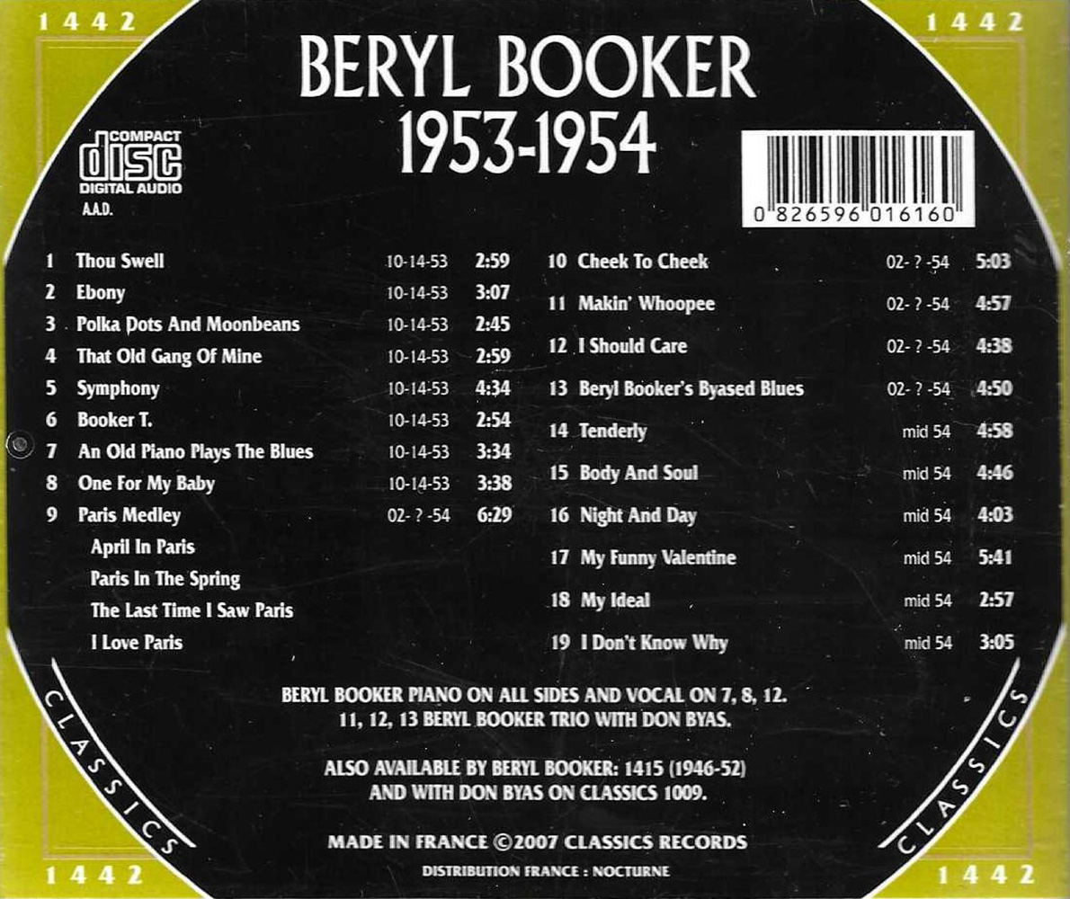 (image for) Chronological Beryl Booker 1953-1954