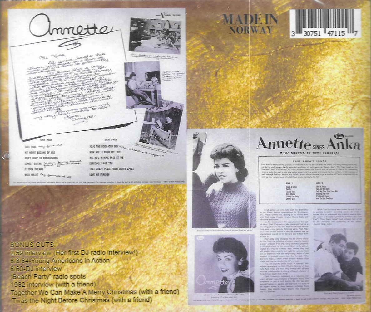 2 Classic Annette LPs! Annette & Annette Sings Anka - Click Image to Close