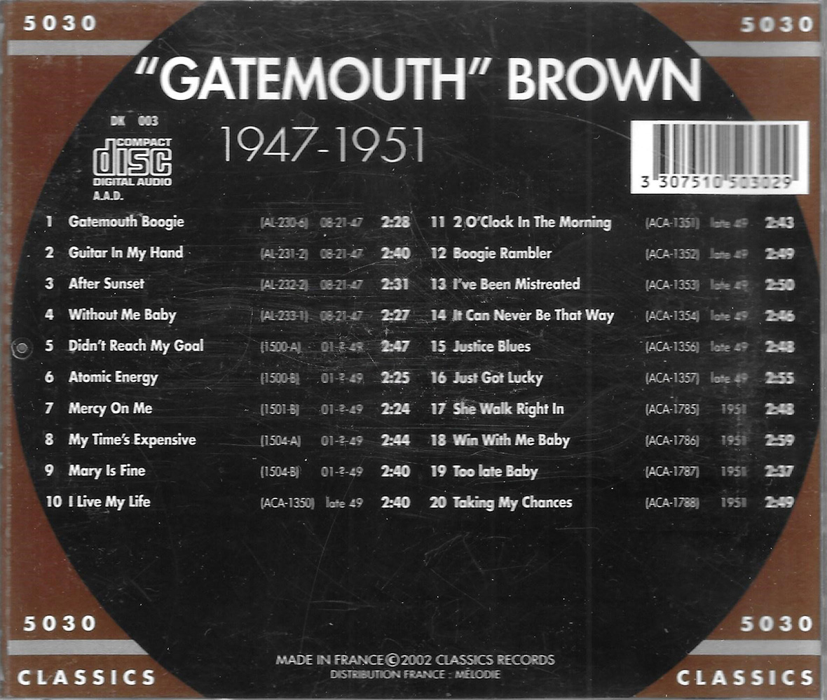 Chronological Gatemouth Brown 1947-1951 - Click Image to Close