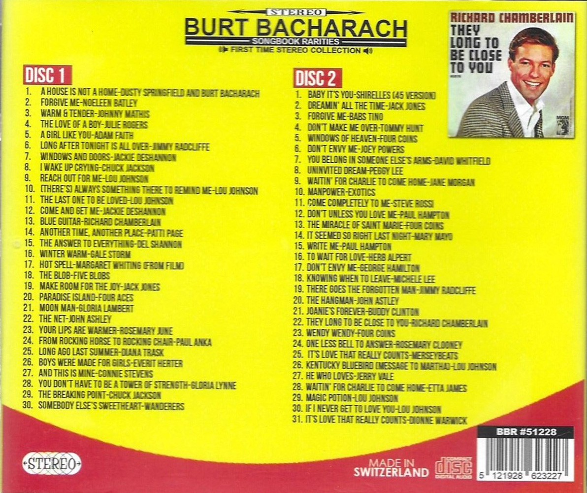 Burt Bacharach Songbook Rarities-First Time Stereo Collection - Click Image to Close