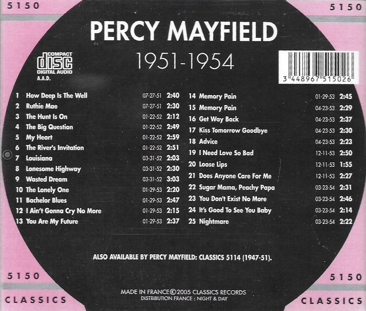 Chronological Percy Mayfield 1951-1954